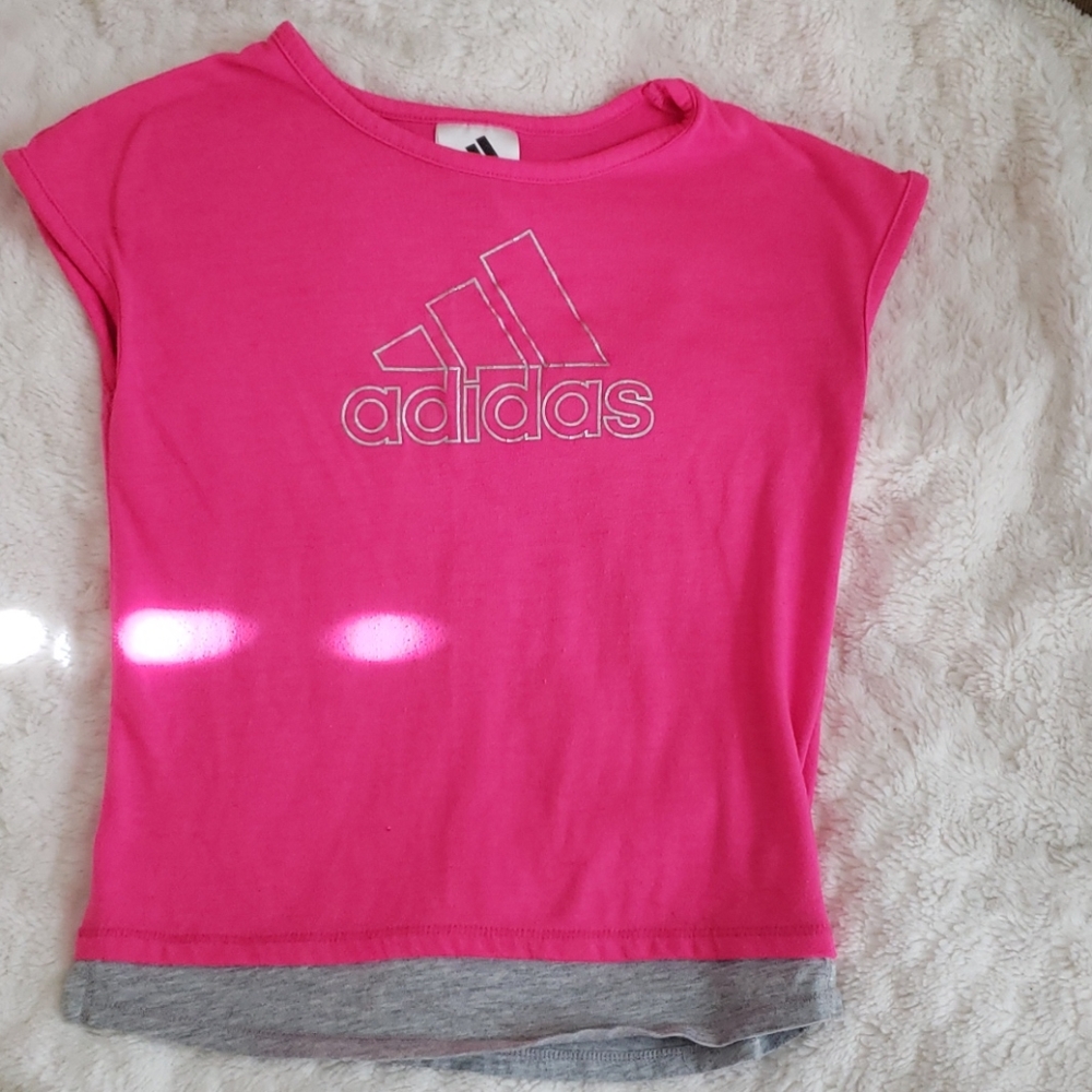 Hot pink and grey Adidas top size 6